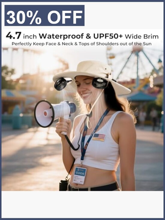 Bucket Hat with Built-in Fan, Cooling Hat for Fishing Hiking Camping, UPF 50+ main image 6